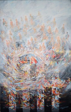 Zouhir Boudjema, Retour des martyres, acrylique sur toile, 60 x 38 cm - http://www.zouhir-boudjema.com/categorie_oeuvre/peintures/